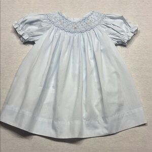 Petit Ami Light Blue Smocked Baby Dress